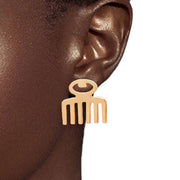 Gold 3 Pcs Black Girl Afro Studs