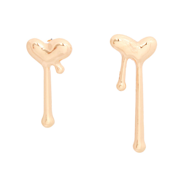 Stud Gold Small Dripping Heart Earrings for Women