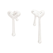 Stud Silver Small Dripping Heart Earring for Women