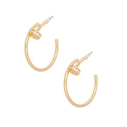 Hoops Polished Gold Nail Style Earrings for Women