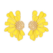 Studs Yellow Half Daisy Flower Earrings for Women