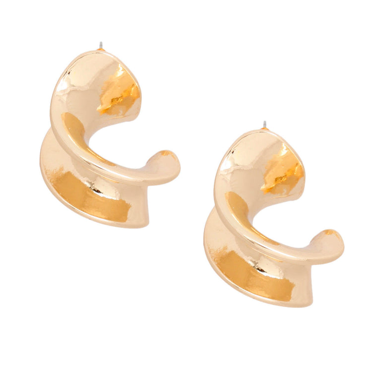 Drop Swirl Silhouette Gold Earrings for Women