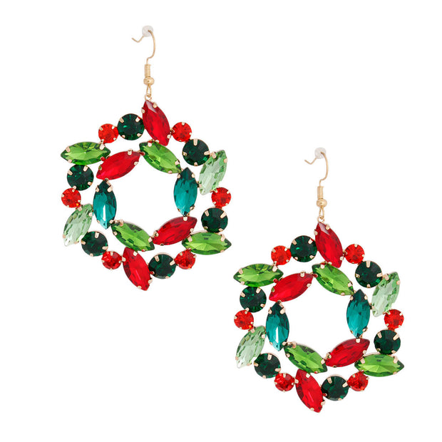 Dangle Xmas Medium Wreath Earrings for Women