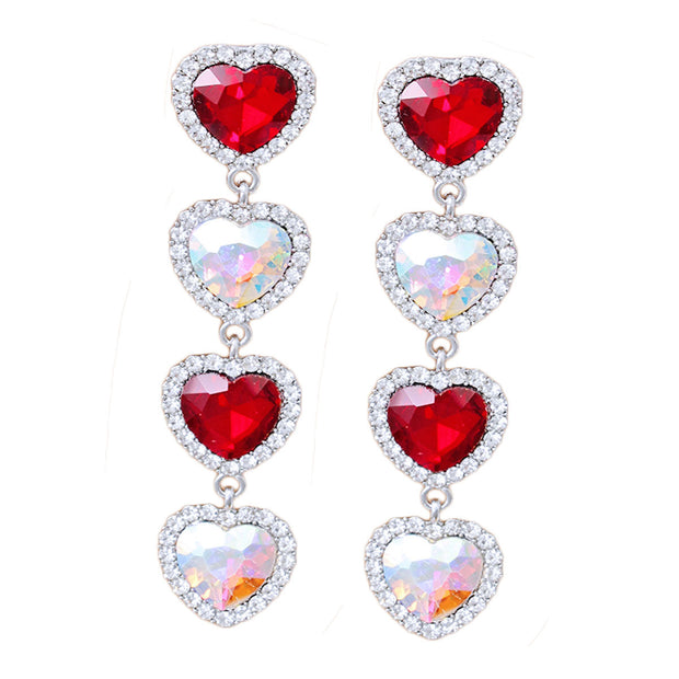 AURBO Crystal Quad Heart Earrings