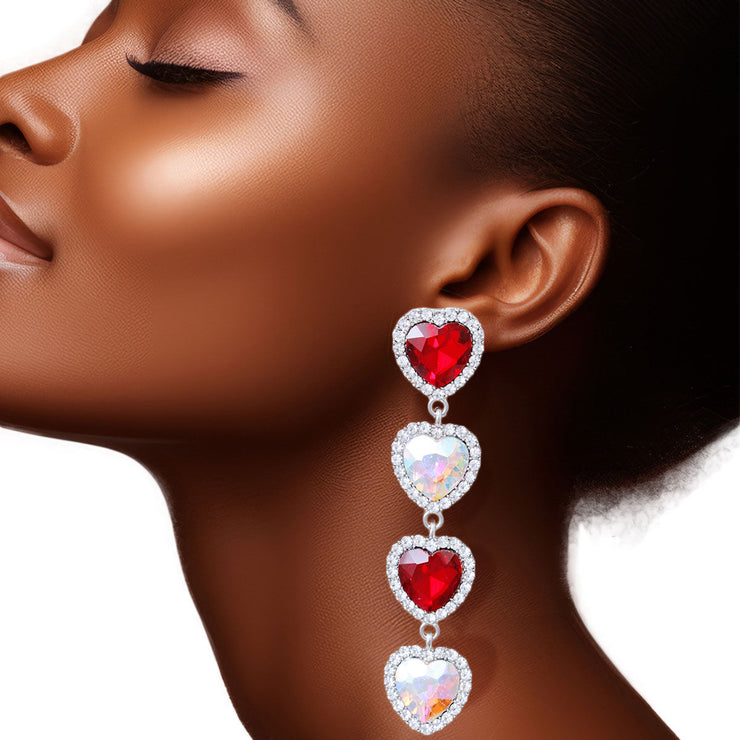 AURBO Crystal Quad Heart Earrings