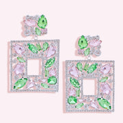 AKA Light Pink Green Crystal Square