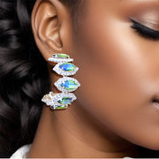 Brilliant Green Marquise Crystal Hoops