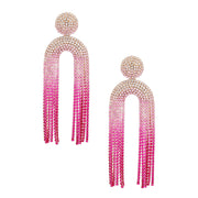 Fringe Fuchsia Ombre Long Arched Earring for Women