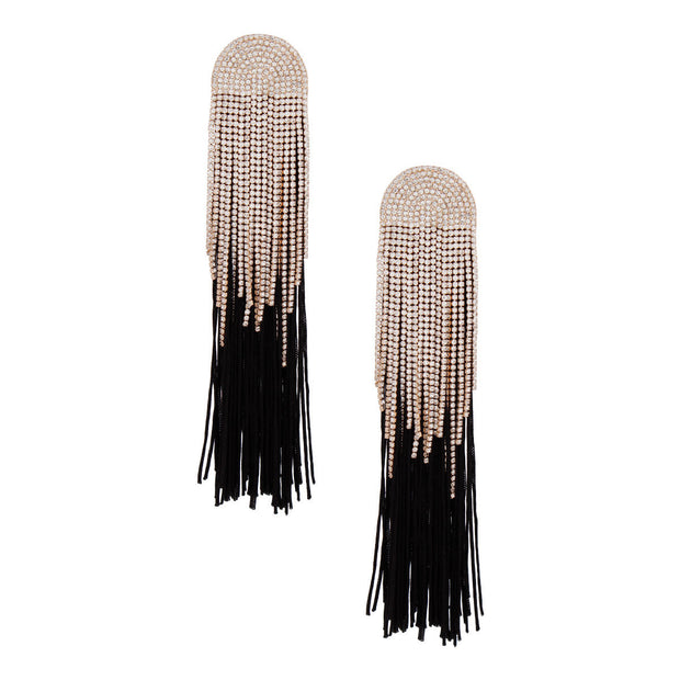 Tassel Black Long Fringe Glam Earrings for Women