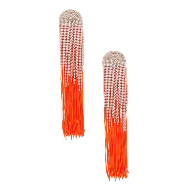 Tassel Orange Long Fringe Glam Earrings for Women