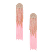 Tassel Pink Long Fringe Glam Earrings for Women