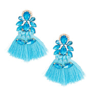 Tassel Blue Crystal Medium Earrings for Women