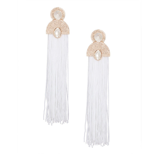 Tassel White Long Vintage Glam Earrings for Women