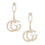 Drop Gold Pave Link GG Earrings for Women