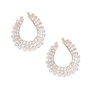 Stud Gold Baguette Crystal Teardrop Earrings Women