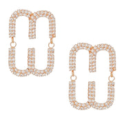 Studs Gold Pave Oval Loop Design Earrings Women