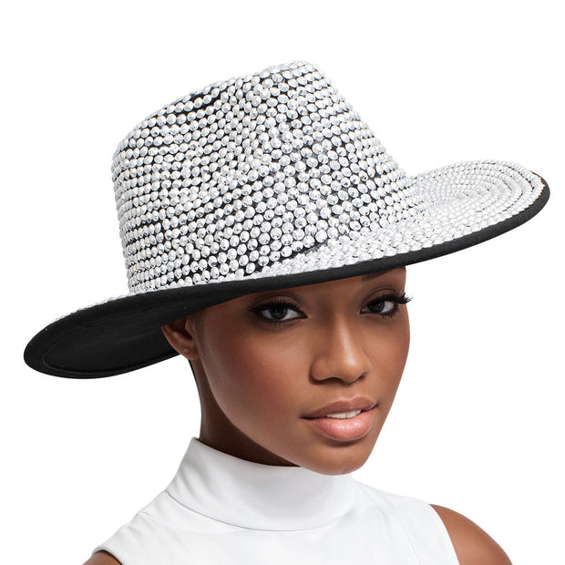 Fedora Black with Silver Rhinestone Bling Hat