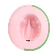 AKA Sorority Pink Green Fedora Pearl Hat for Women