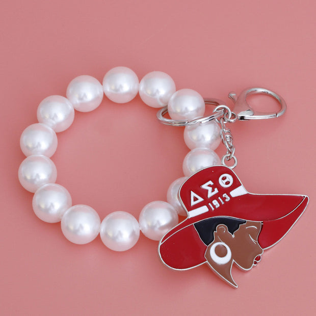 DST Sorority Red & White Epoxy Keychain|7.25 x 2.75 inches