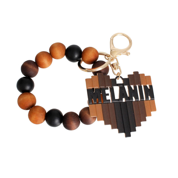 Melanin Wood Bead Keychain