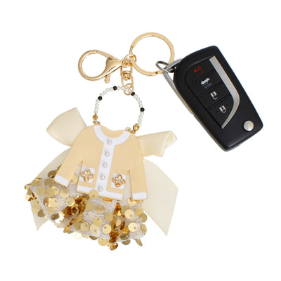 Keychain Luxe Camellia Couture White Sweater Clip