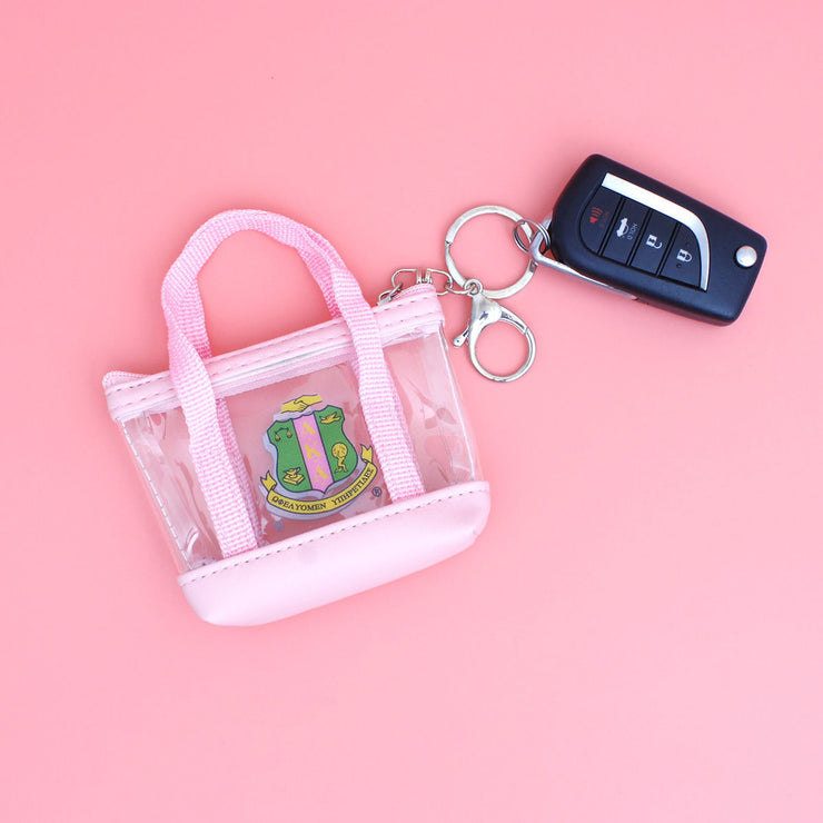 AKA Sorority Mini Tote Zipper Pouch Keychain Clip