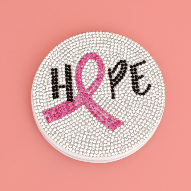 Breast Cancer Hope Ribbon Bling Mirror Compact