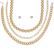 Necklace 3 Pcs Gold Ball and Chain Layered Set