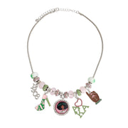 AKA Pink Green Sorority Charm Necklace