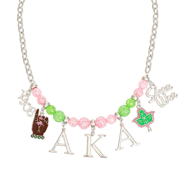 AKA Necklace Pink Green AKA Skee Wee Charms