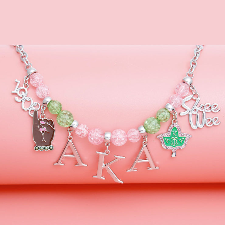 AKA Necklace Pink Green AKA Skee Wee Charms