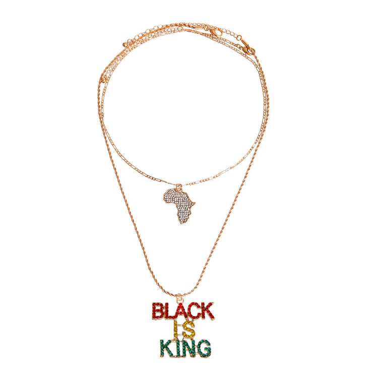 Multi Color Double Chain BLACK IS KING Necklace