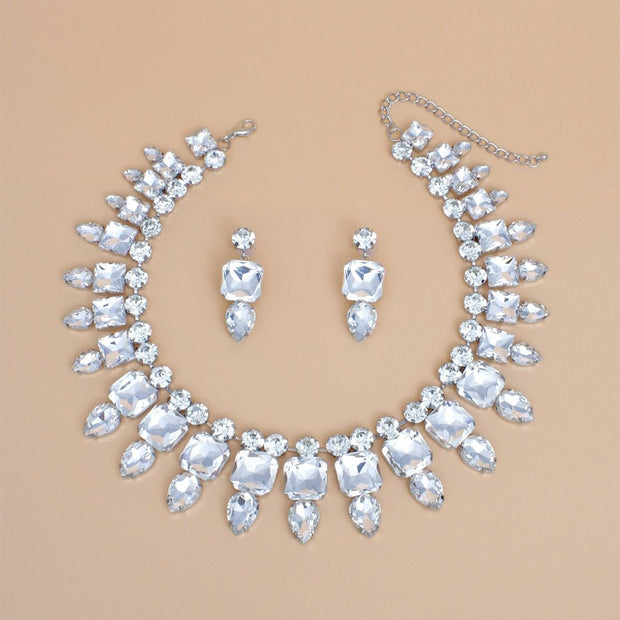 Collar Clear Silver Red Carpet Ready Crystal Set