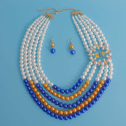 Necklace Mix Blue Gold Pearl Sigma Set for Women