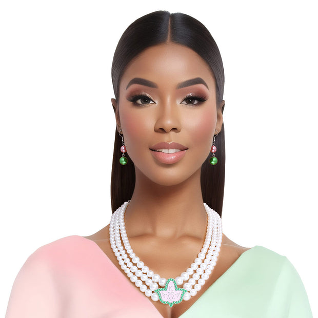 AKA Pearl Necklace Pink Ivy Set