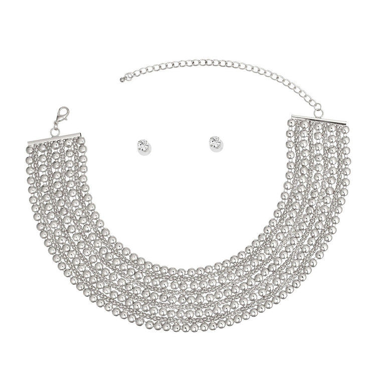 Chainmail Choker Silver Wide Necklace for Women