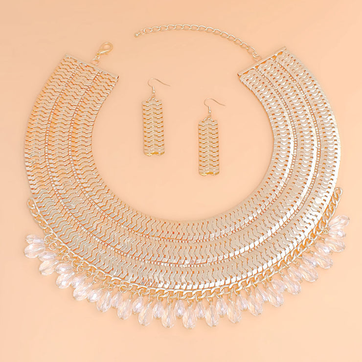 Necklace Gold Chain Art Deco Teardrop Collar Set