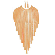 Necklace Gold Chain Long Drop Fringe Bib Set Women