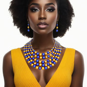 SGRHO Alternating Blue Gold Pearl 5 Strand Set