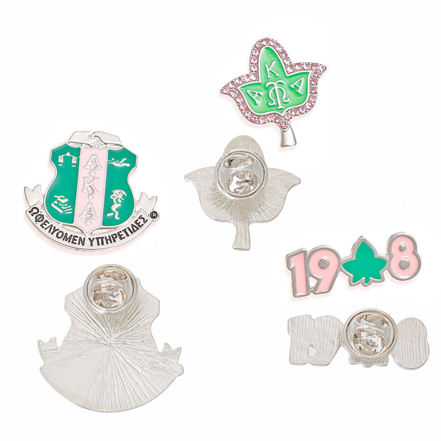 AKA Sorority Pin Set Pink Green AKA