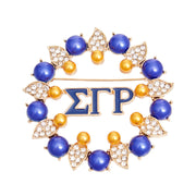 Brooch Blue Gold Sigma Pearl Pin for Women