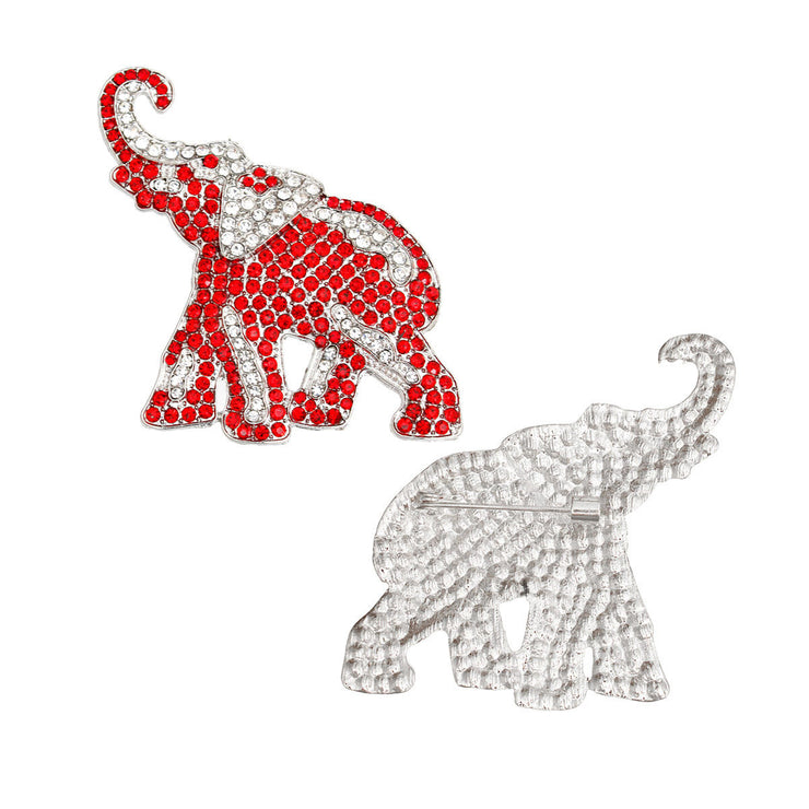 DST Sorority Silver and Red Full Elephant Brooch