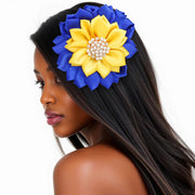 SGRHO Sorority Blue Yellow Flower Pearl Brooch