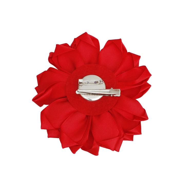 DST Sorority Red White Flower Pearl Brooch Women