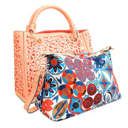 Coral Laser Cut Tote Bag Set