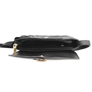 Black Pleated Semicircle Crossbody