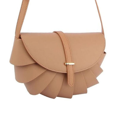 Light Brown Pleated Semicircle Crossbody