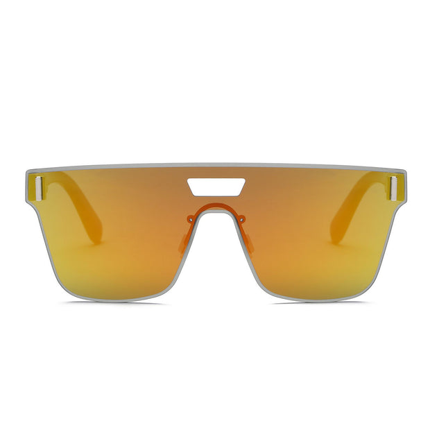 Orange Unisex Square Mirror Glasses