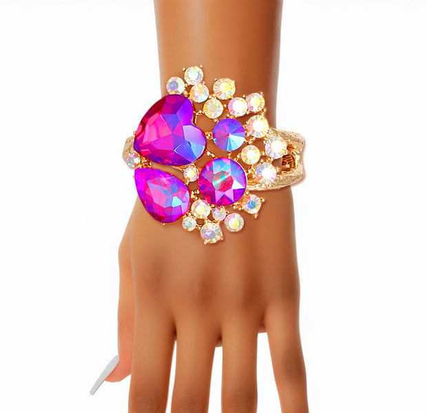 A Full Heart Iridescent Purple Crystal Cuff