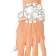 Silver Round Crystals Hinge Cuff